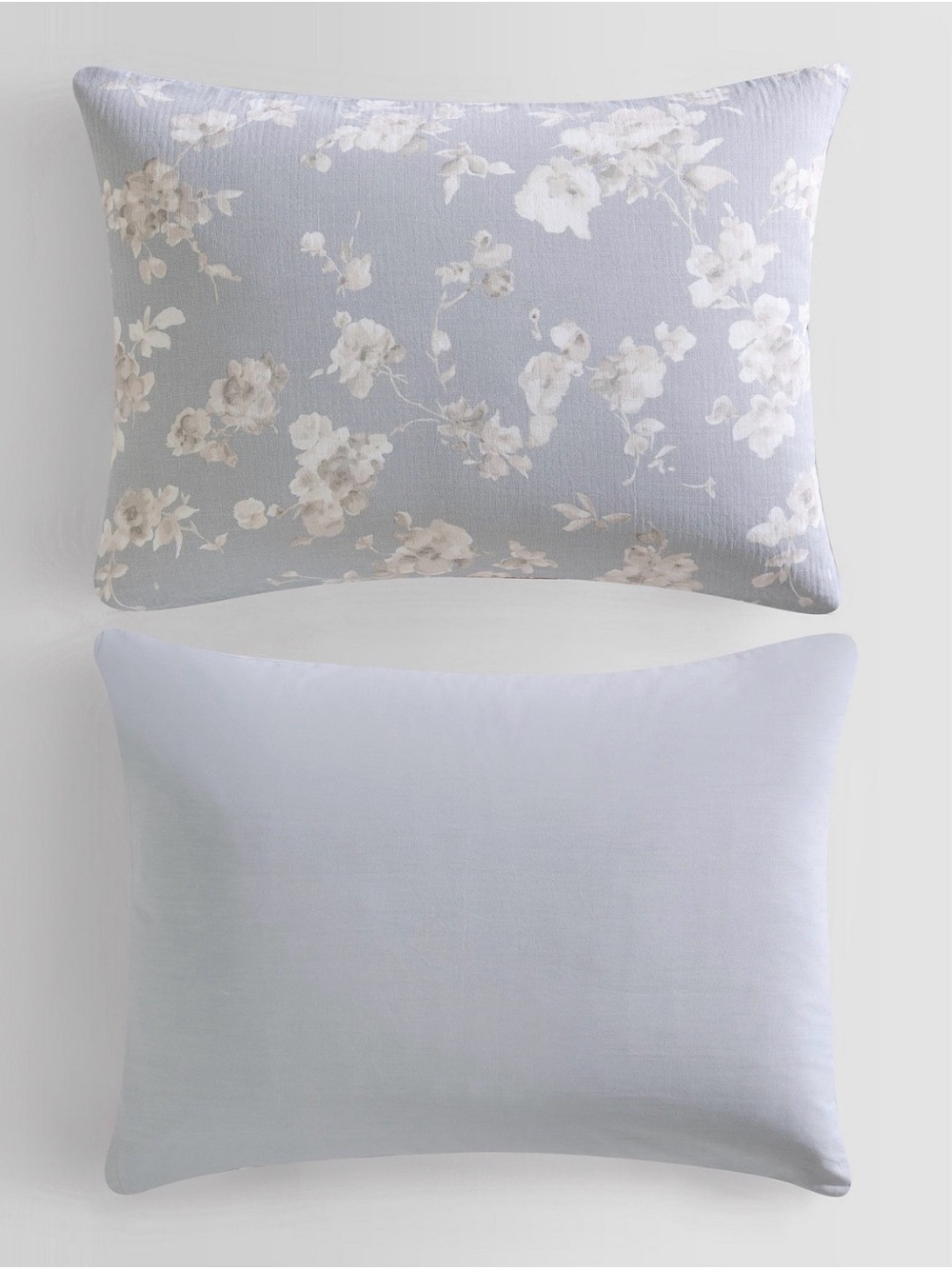 Calvin Klein Duvet Cover Set Queen Light Gray/Ivory Floral Cotten Gauze - Picture 5 of 12